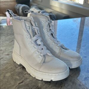 Dr. Martens White Canvas Combat Boots